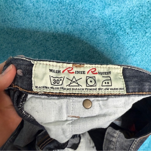 Vintage Y2K Request Jeans Men’s 32x34 Straight Leg Dark Wash Denim Stitched 2000 - Picture 11 of 16